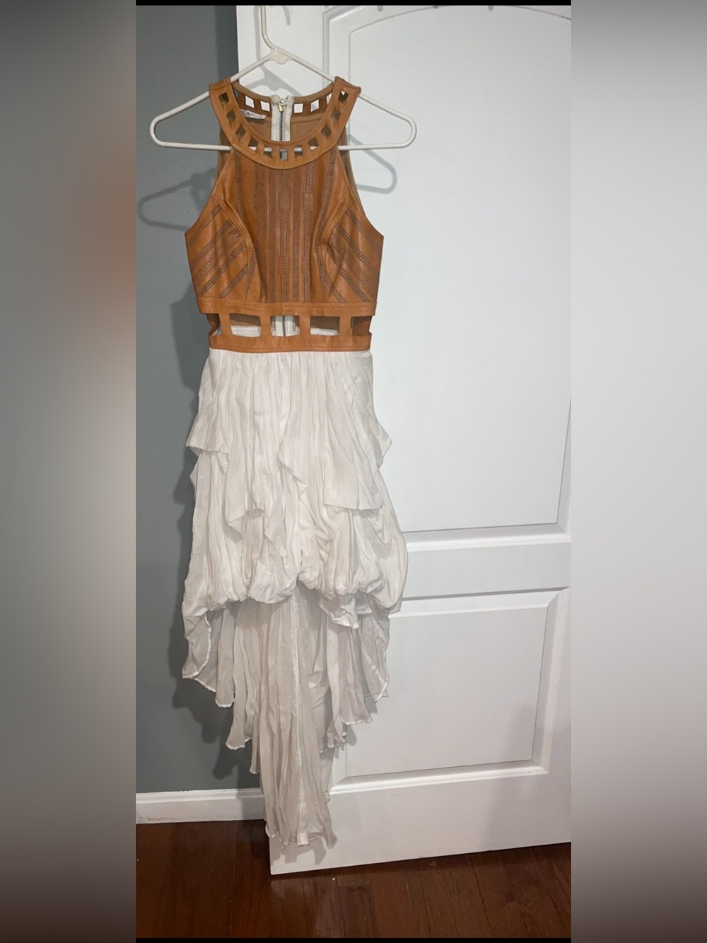 Aje Leather Cutwork High-Low Bubble Hem Dress l Bohemian Rare Archival 🤎 Small - Picture 6 of 15